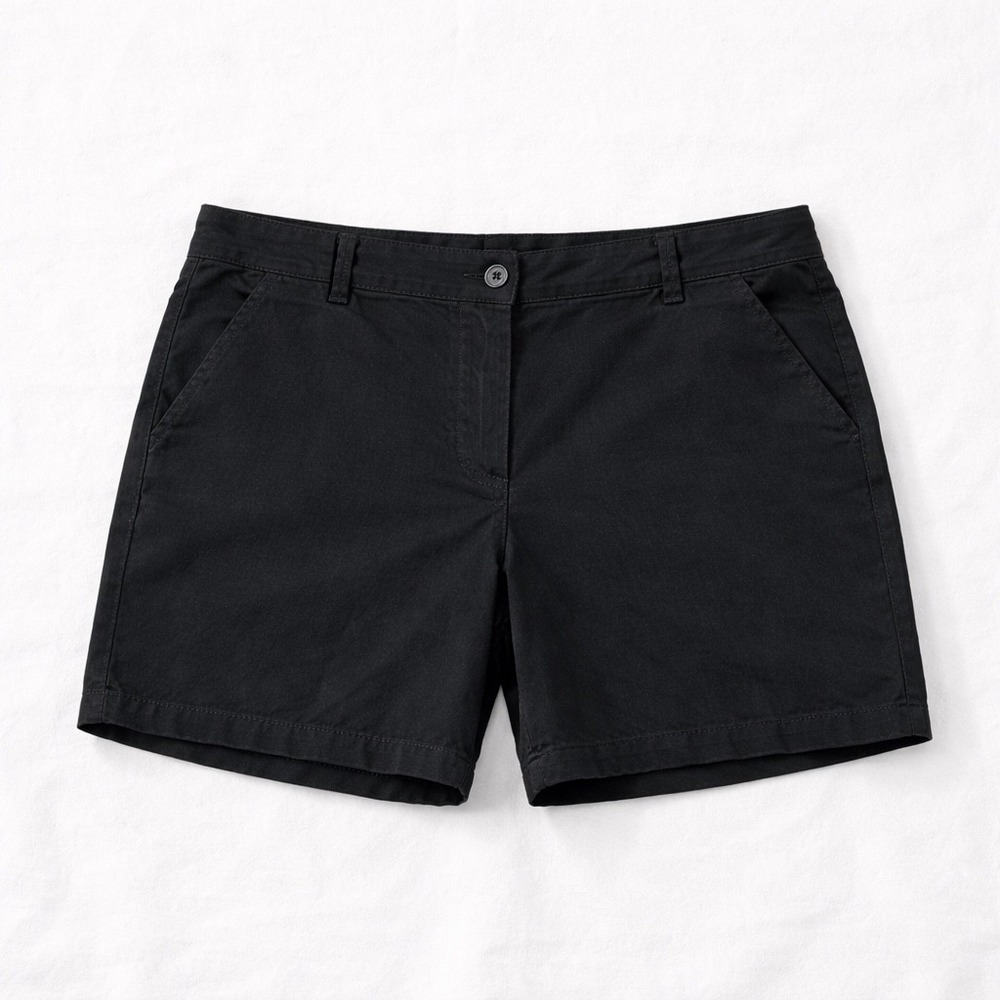 Talbots Woman Chino Bermuda Shorts (24W) in Black Cotton Stretch Summer‎ Minimal